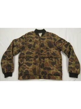 Vintage 80s Trophy Club Duck Camo Frog Skin Goose Down Full Zip Bomber Jacket L